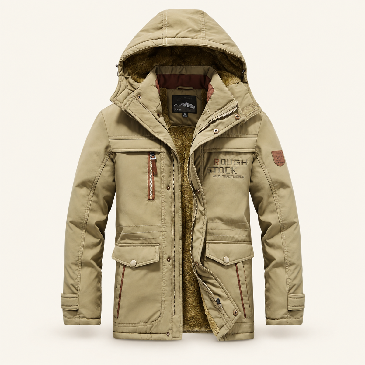 Kurtka ocieplana Rough Stock z kapturem, kolor khaki