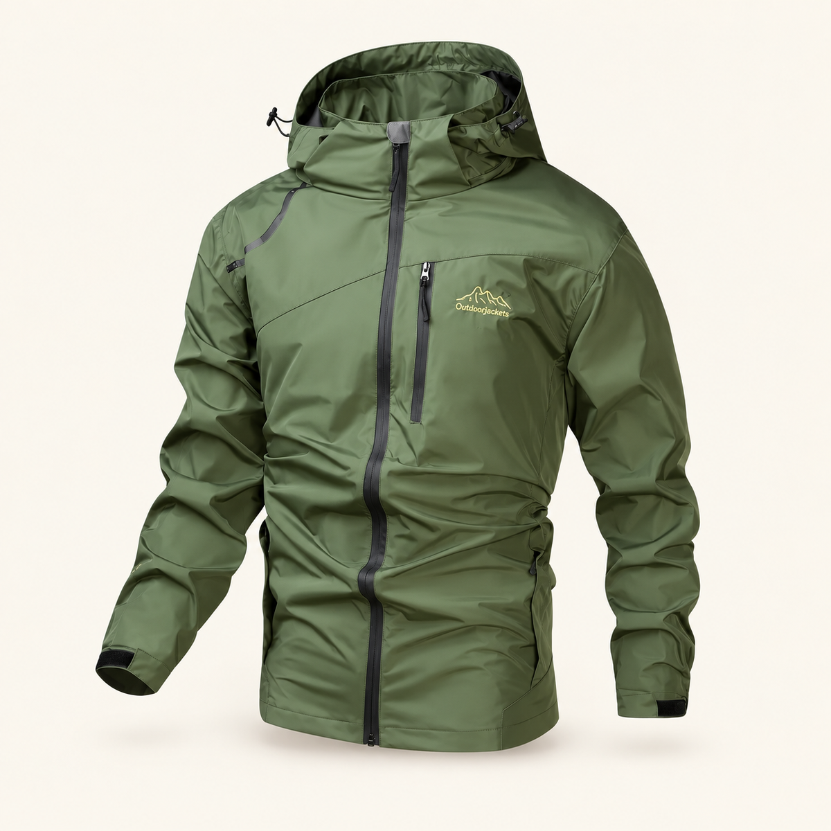 Męska kurtka Outdoorjackets z regulowanym kapturem – Zielony wojskowy