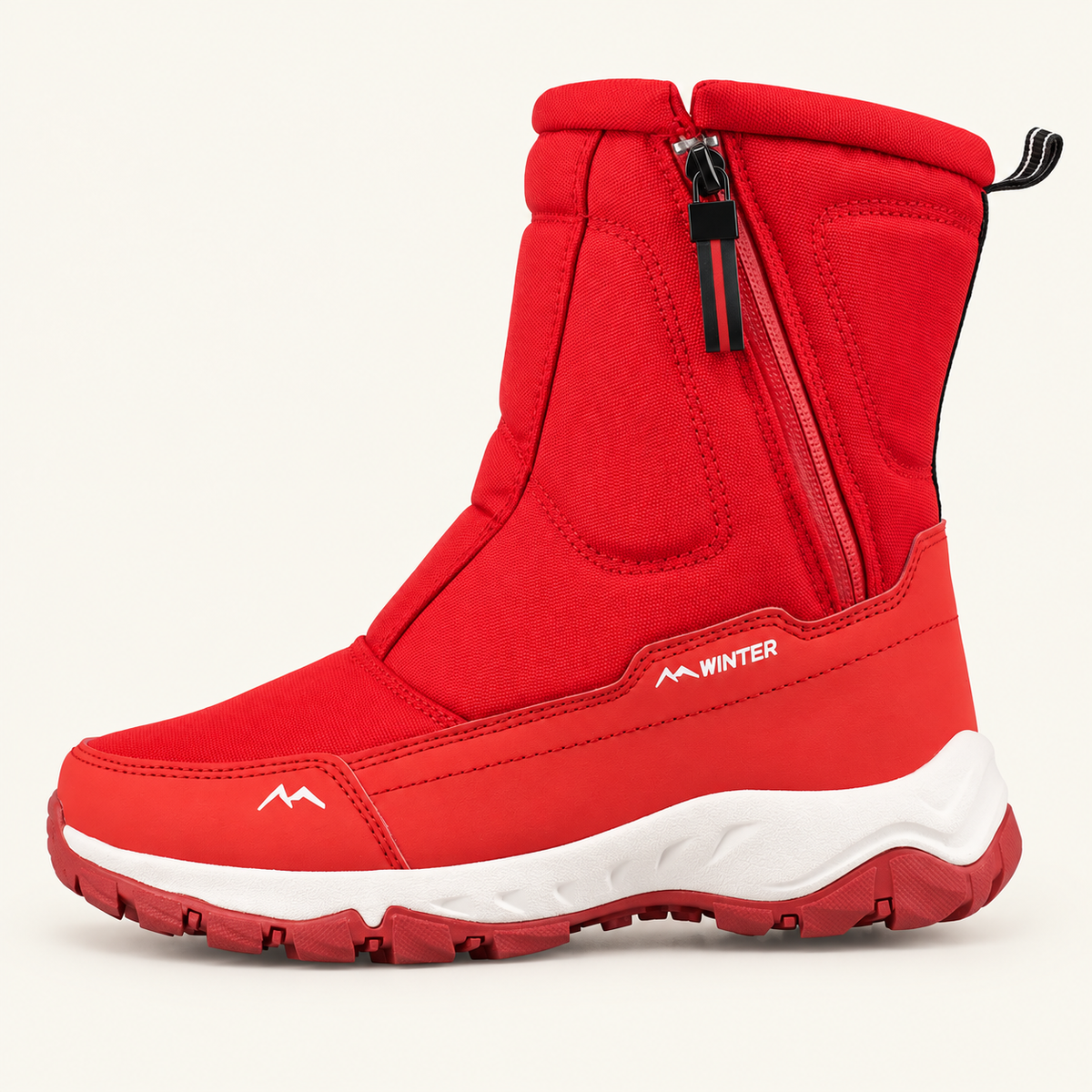 Ocieplane buty Winter z bocznym zamkiem – Czerwony