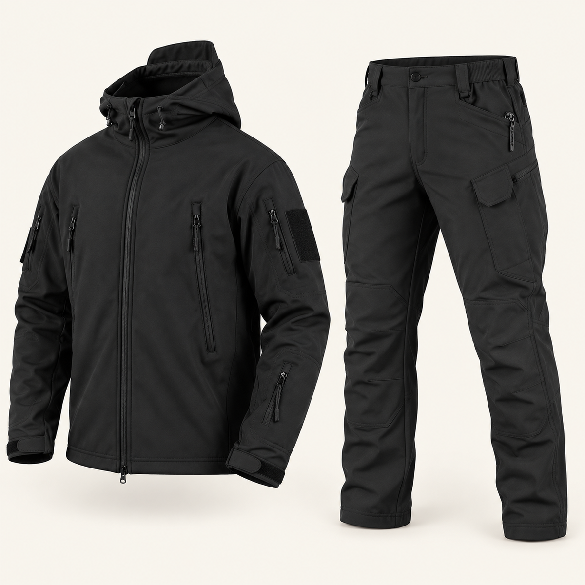 Komplet outdoor męski kurtka i spodnie, kolor czarny
