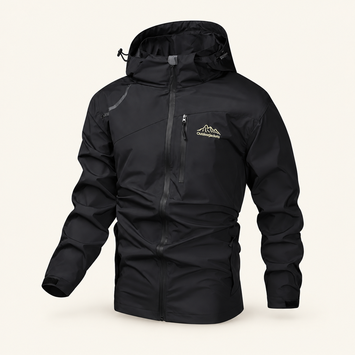 Męska kurtka Outdoorjackets z regulowanym kapturem – Czarny