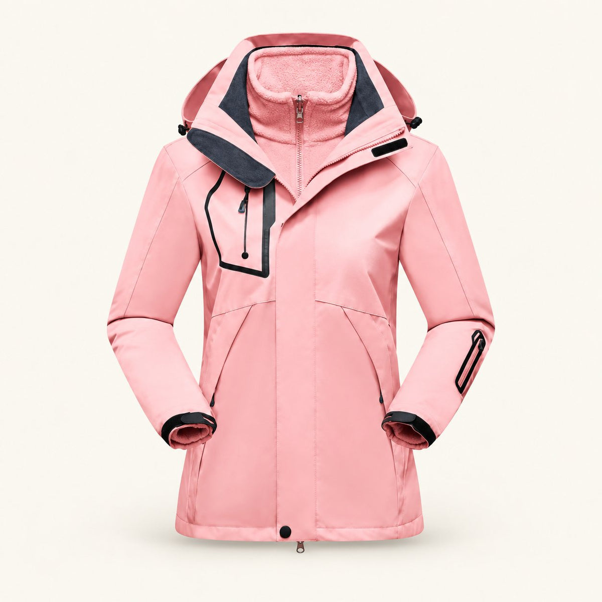 Damska kurtka Outdoor z polarowym wnętrzem – Różowy