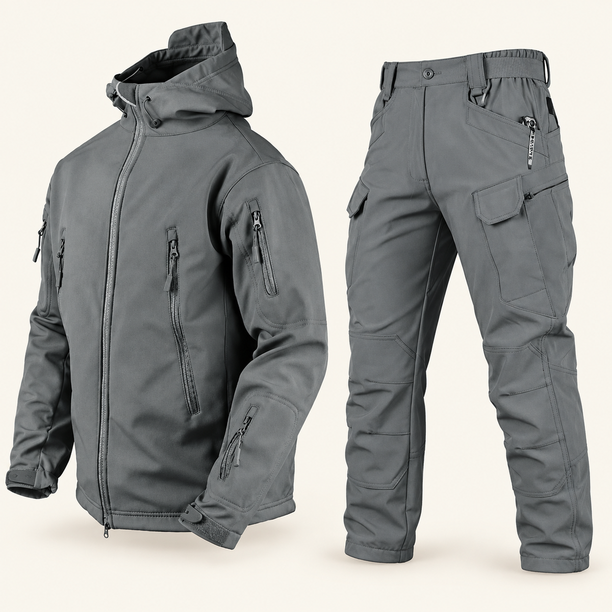 Komplet outdoor męski kurtka i spodnie, kolor szary