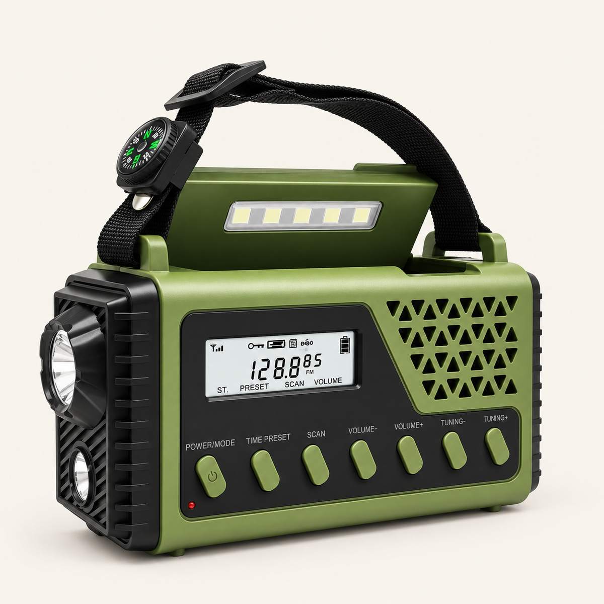 Radio turystyczne AM/FM/SW z powerbankiem, kolor oliwkowy